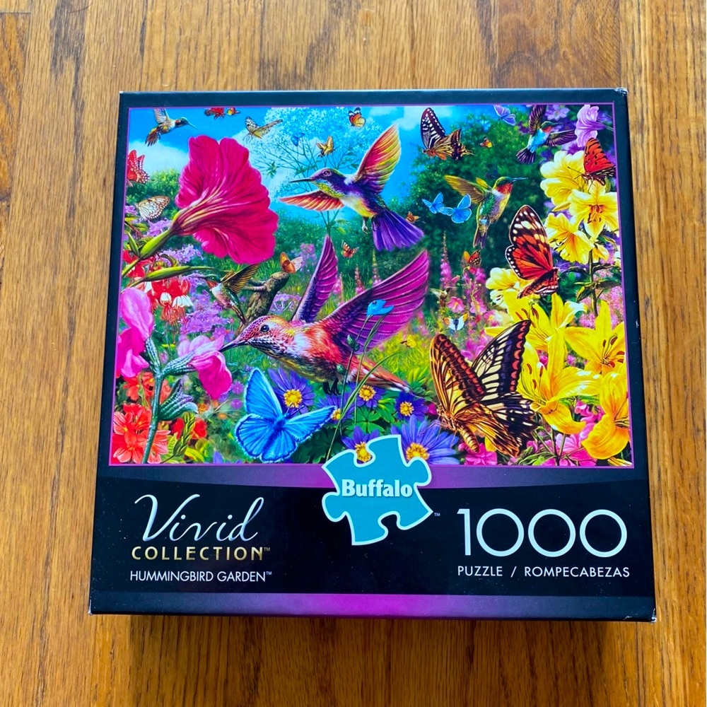 Puzzle Jigsaw 1000 Piece Hummingbird Garden Vivid Colors Poster Diagram Games